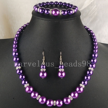 purple pearl necklace set